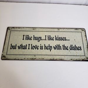Cabin Farmhouse Small Metal Cream Distressed Kitchen Sign Quote 12x5 Wall Decor